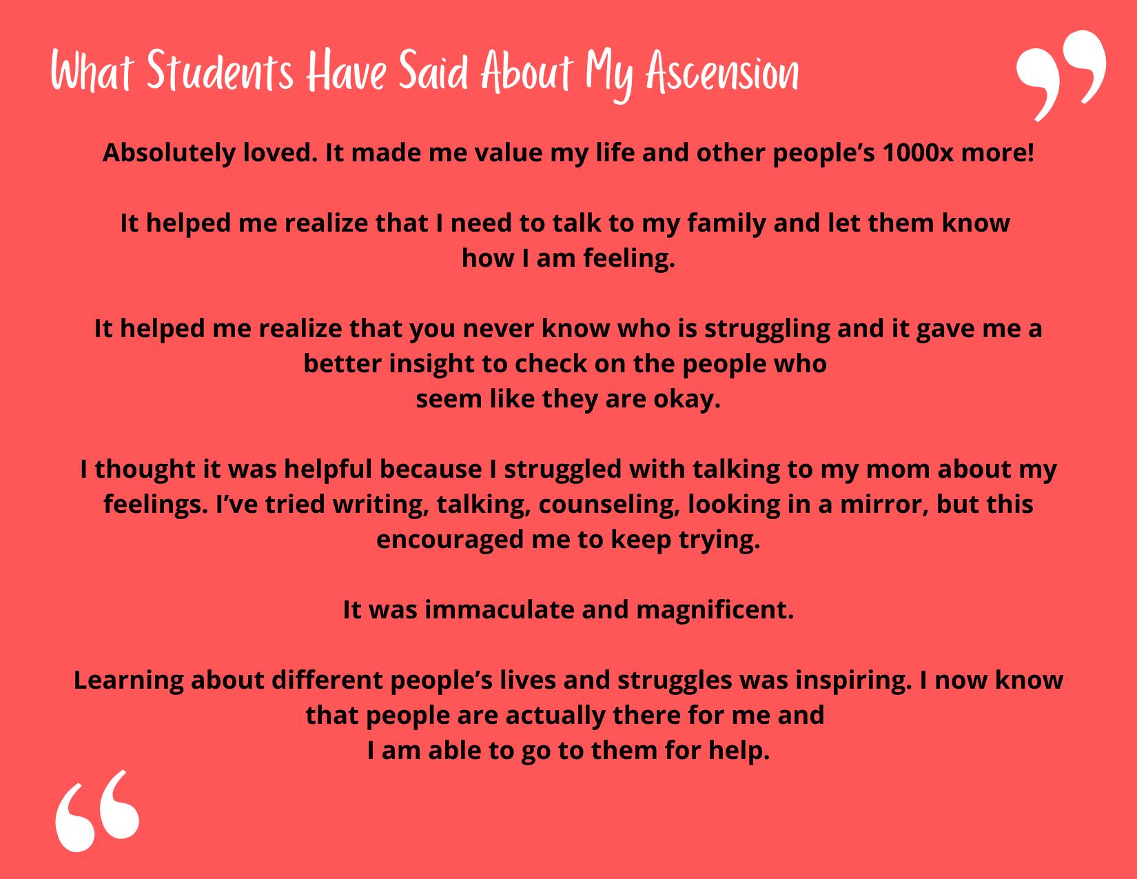 What students have said about My Ascension 6