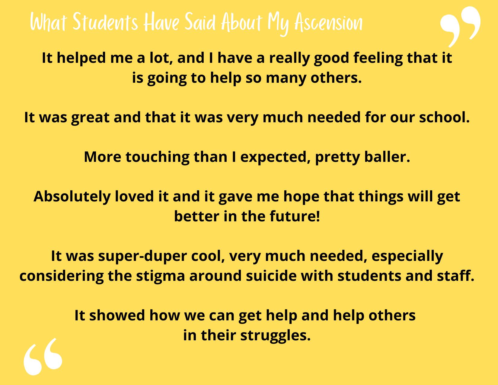 What Students Have Said About My Ascension 2
