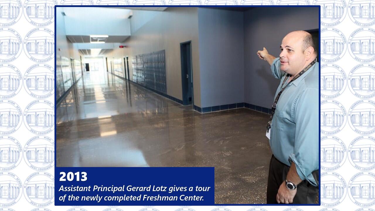Mr. Lotz shows off the new wing.