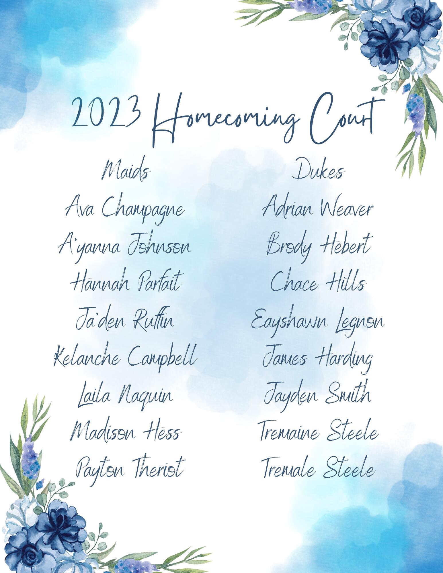 List of Homecoming Court members 